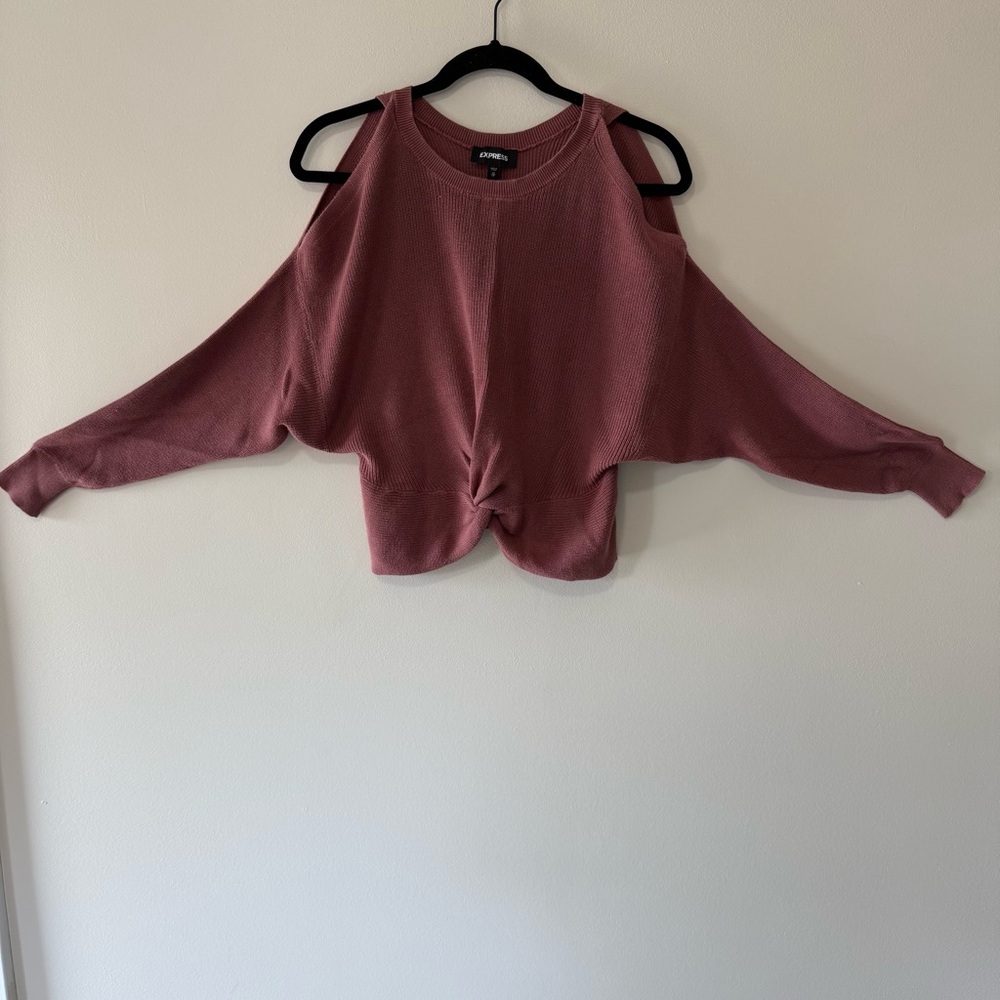 Express Dusty Rose Knit Cold Shoulder Sweater Size XS